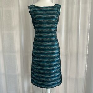 ANTONIO MELANI Teal and Black Striped Midi Dress